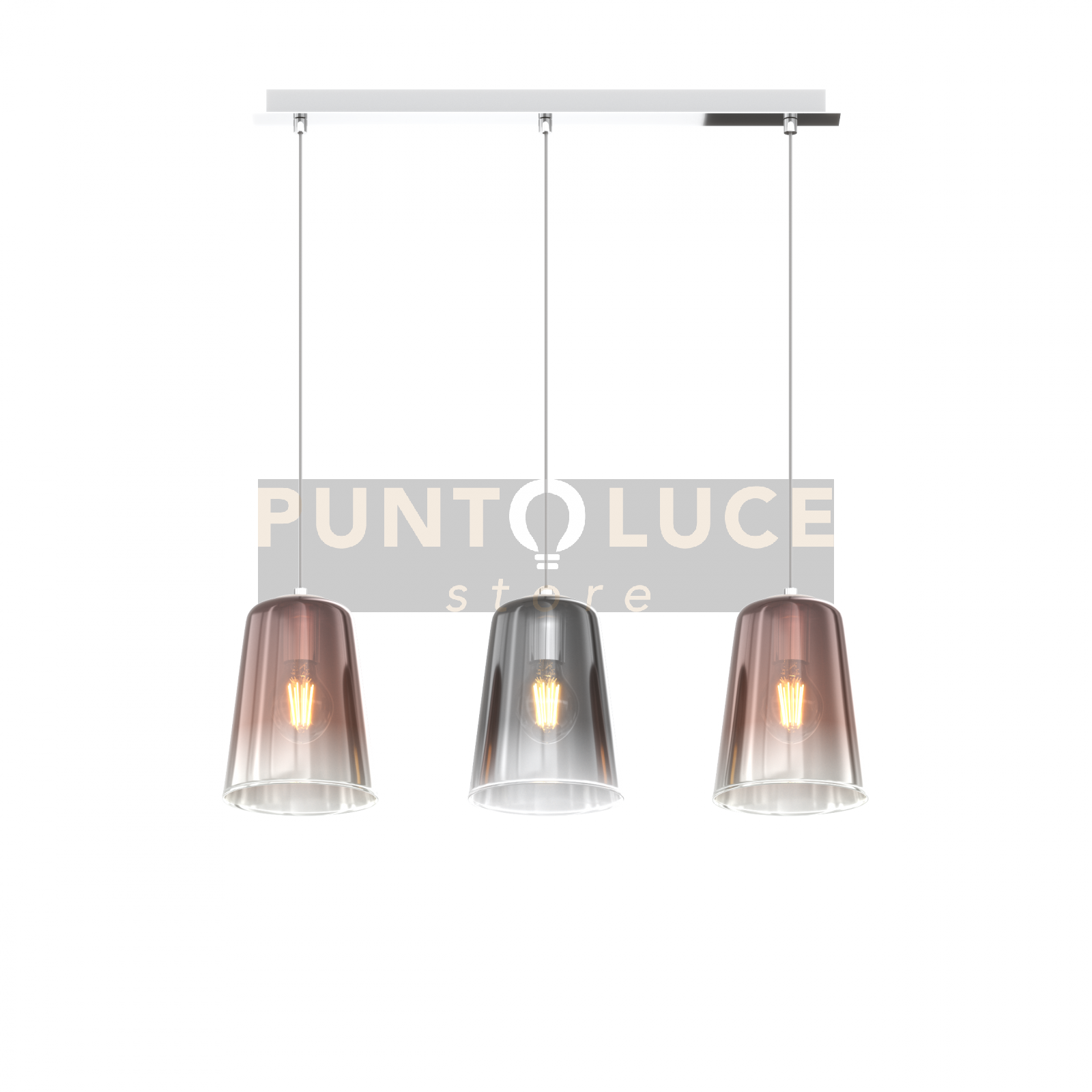 foto del prodotto sospensione cromo rettangolare 3 luci 2 ra 1 cr 1164cr s3 r rc