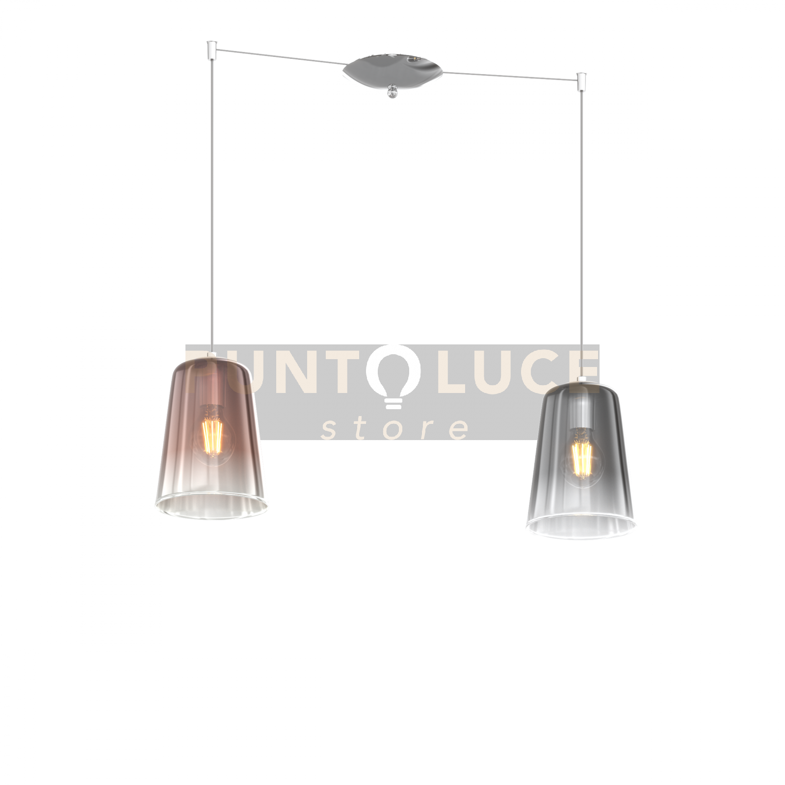 foto del prodotto sospensione cromo spostabile 2 luci (1 ra + 1 cr) 1164cr-s2 s-rc