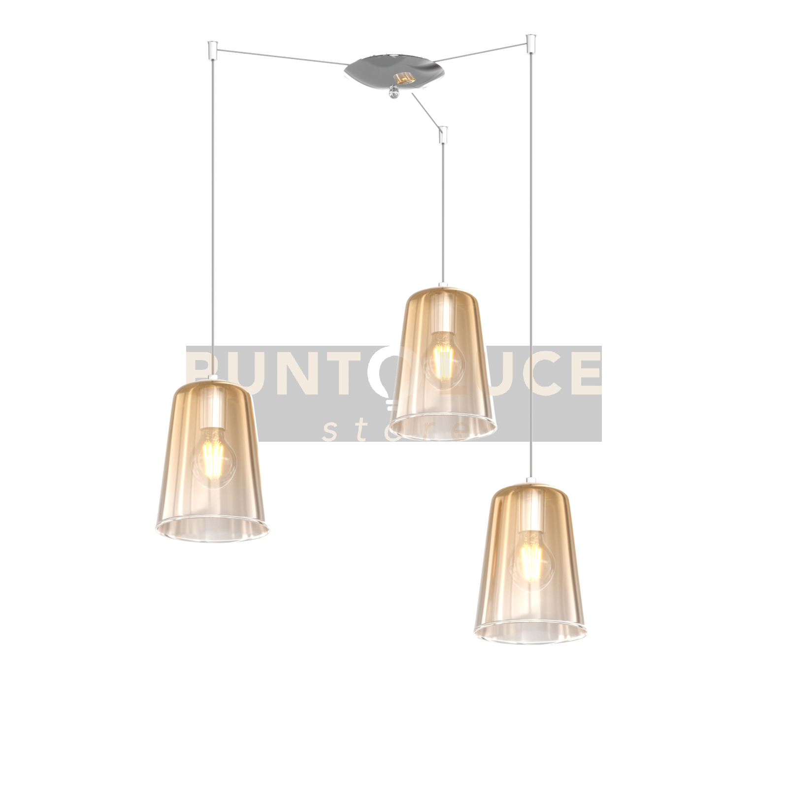 foto del prodotto sospensione cromo spostabile 3 luci ambra 1164cr s3 s am