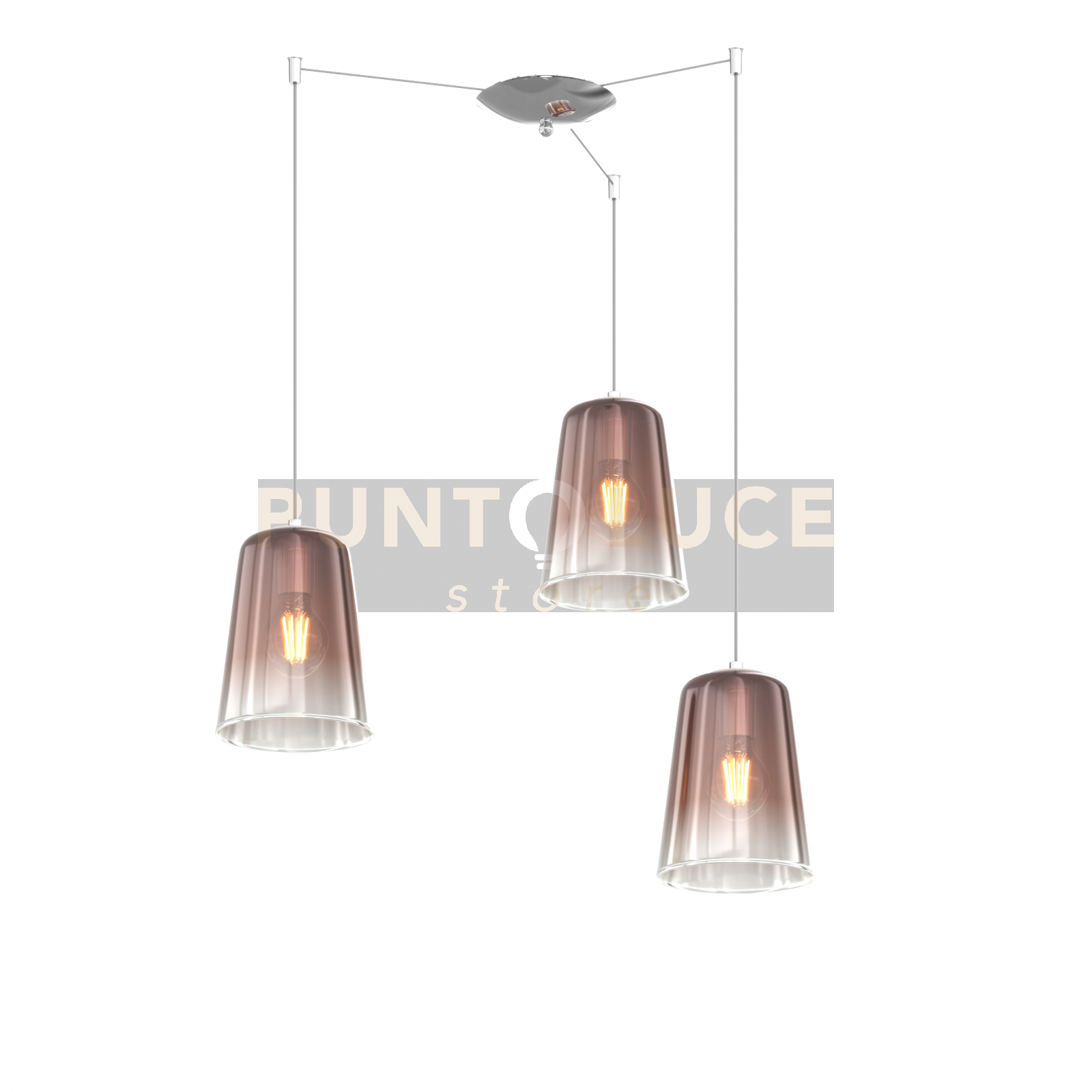 foto del prodotto sospensione cromo spostabile 3 luci rame 1164cr s3 s ra