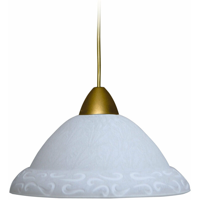 foto del prodotto sospensione d30 1xe27 montatura oro vetro screpolato bianco e energy asia