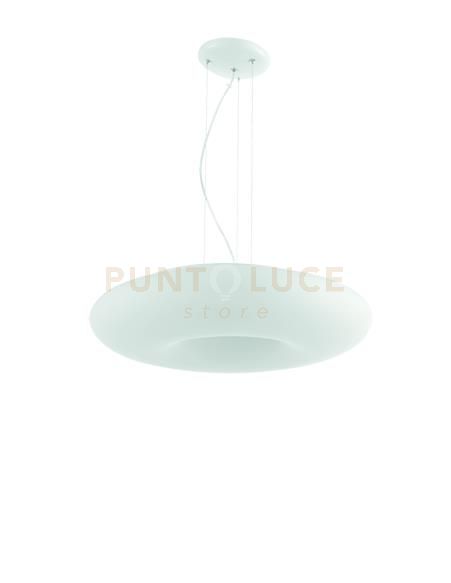 foto del prodotto sospensione dodi d.53cm 4 luci attacco e27 colore bianco con decorazione bianco-tortora-nero