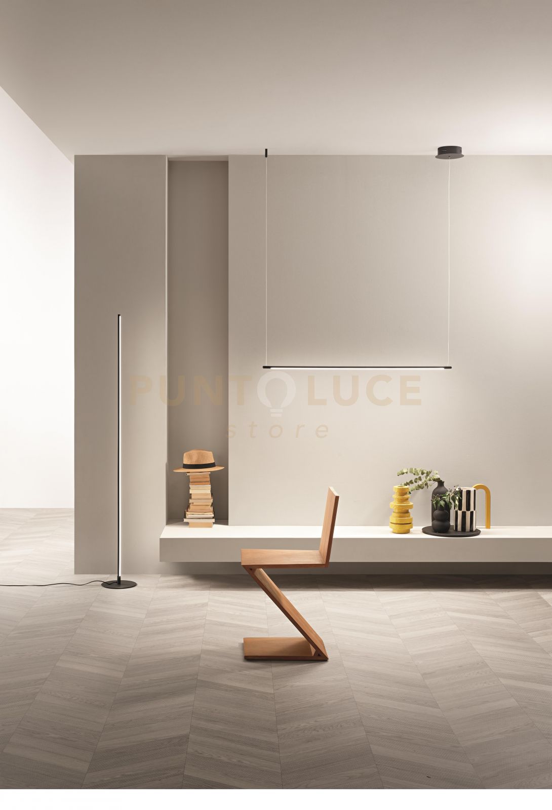 foto del prodotto sospensione genius orizzontale nero led 3000k 1030lm 20w dimmerabile l.120cm