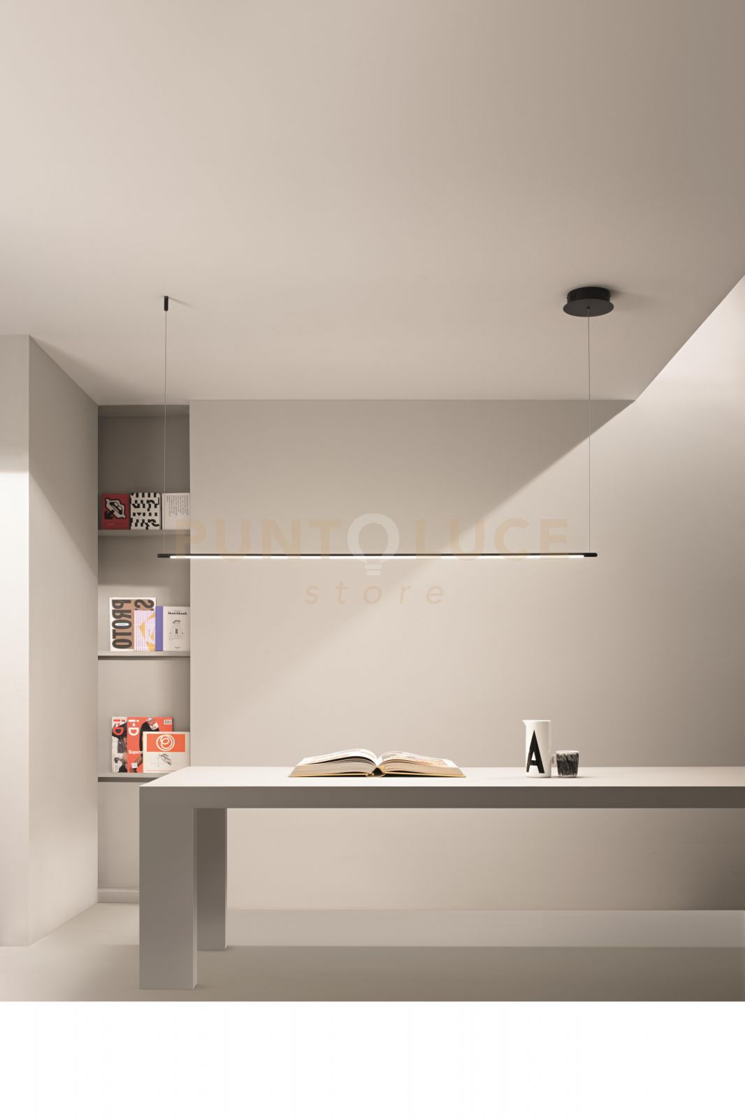 foto del prodotto sospensione genius orizzontale nero led 3000k 1380lm 28w dimmerabile l.160cm