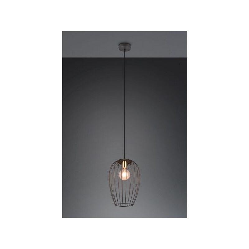 foto del prodotto sospensione grid metallo gabbia nera e ottone r31371932