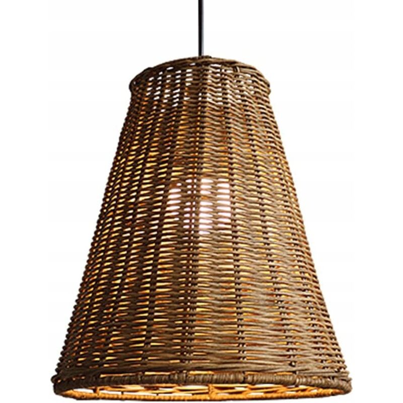 foto del prodotto sospensione in bamb intrecciato, dimensioni d2318 cm, base nera, portalampada e27, cavo di sospensione 1,2 m senza sorgente luminosa comely
