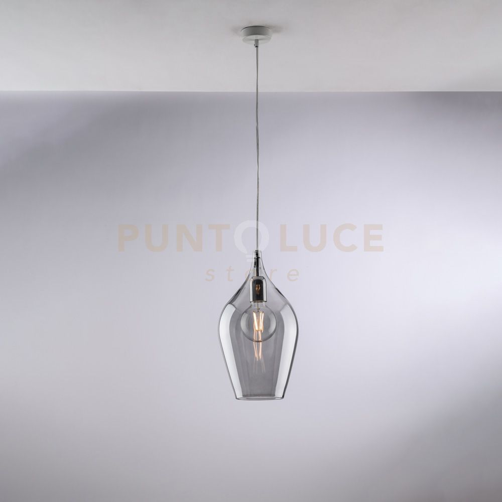 foto del prodotto sospensione in ferro con vetro grigio pyrex 1 luce ares