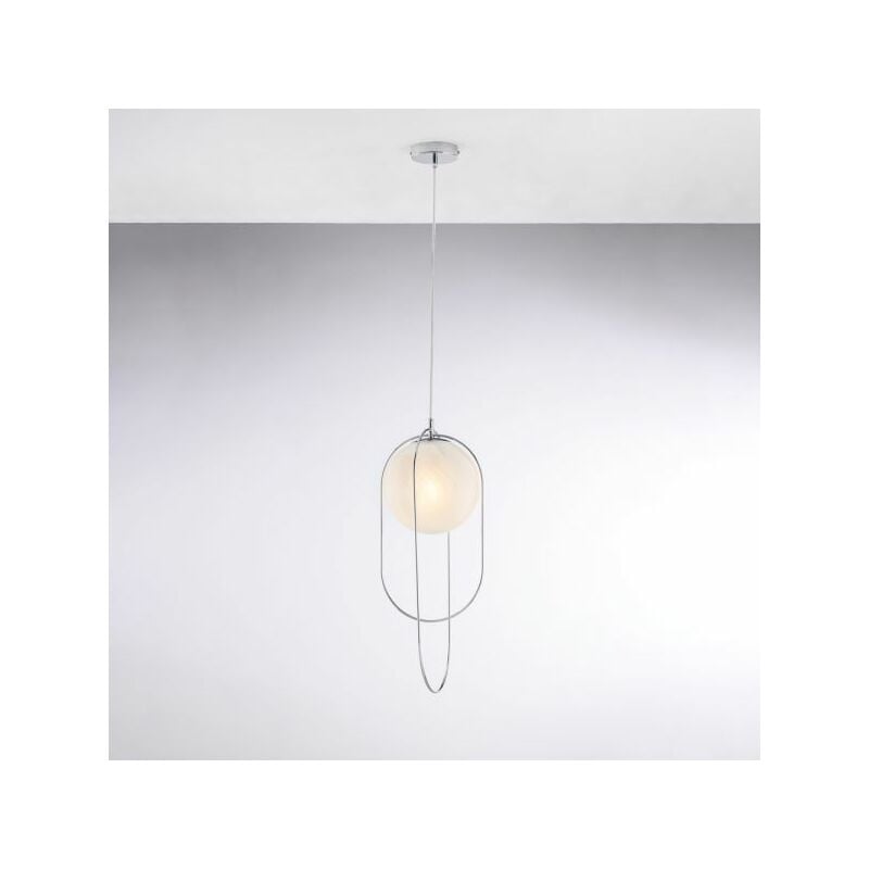 foto del prodotto sospensione in ferro cromato 1 luce con sfera dm.20 erik