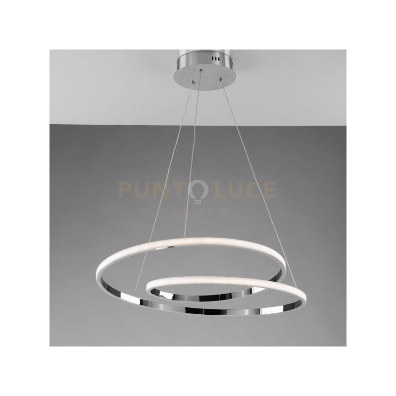 foto del prodotto sospensione in metallo e alluminio cromo lucido con led integrato cromo spira