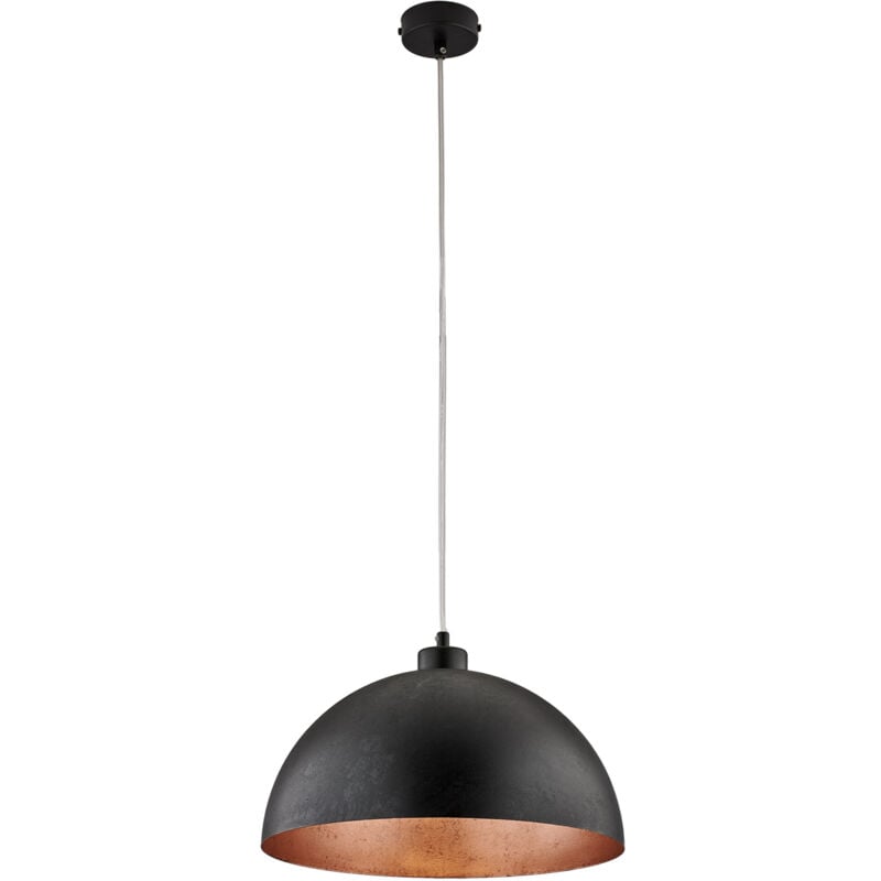 foto del prodotto sospensione industrial 1 luce marcus in ferro laccato nero e rame diam 35