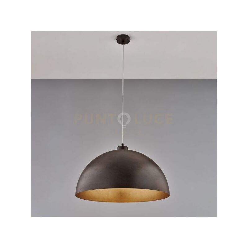 foto del prodotto sospensione industrial 1 luce marcus in ferro laccato ruggine e oro diam 50