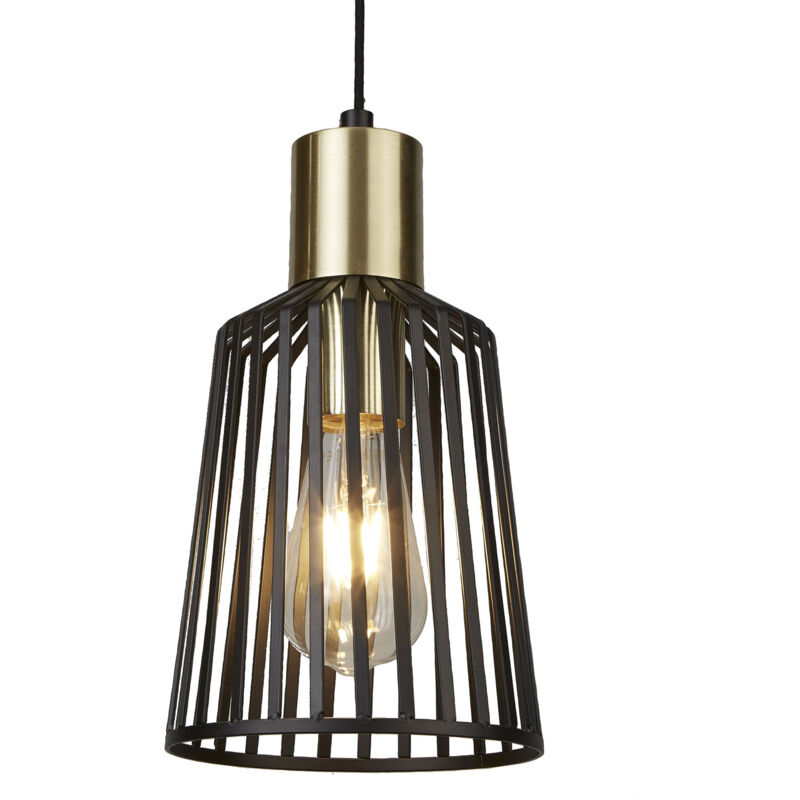 foto del prodotto sospensione industrial birg cage acciaio nero adjustable 1 luce e27 d16cm