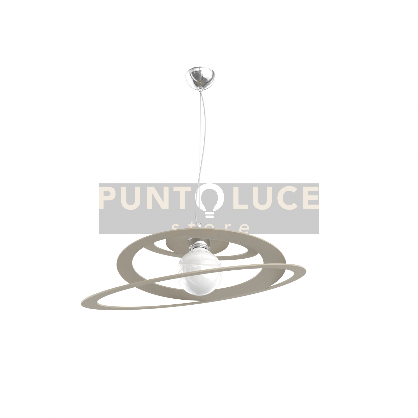 foto del prodotto sospensione industrial minimal bungee metallo sabbia 1 luce e27 d50cm