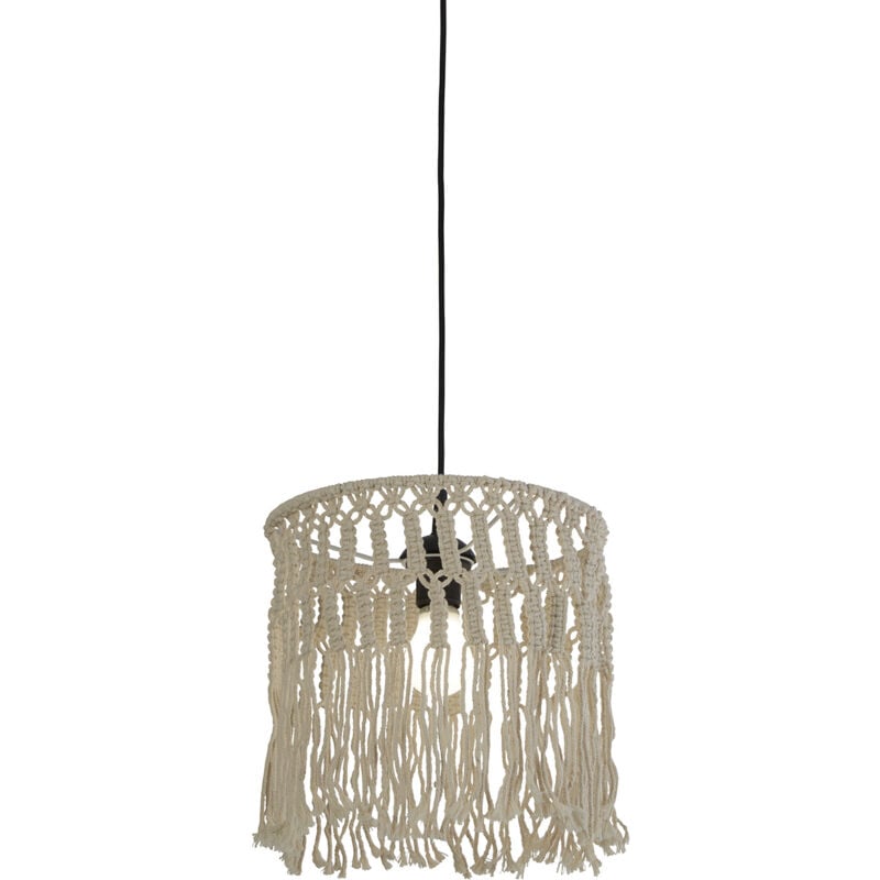 foto del prodotto sospensione industrial nordico bahamas acciaio bianco tessuto 1 luce e27