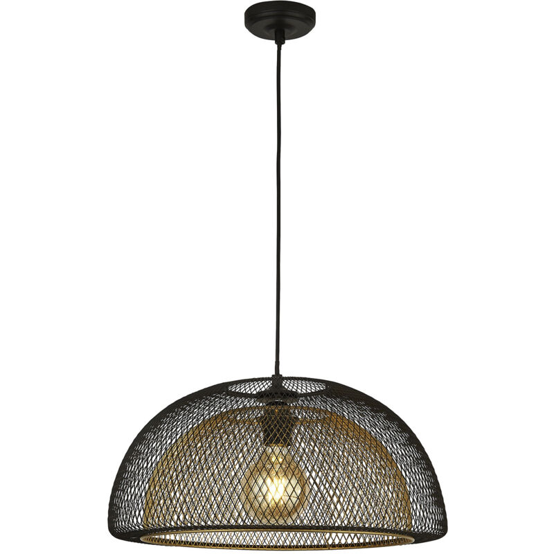 foto del prodotto sospensione industrial nordico favo acciaio nero oro 1 luce e27