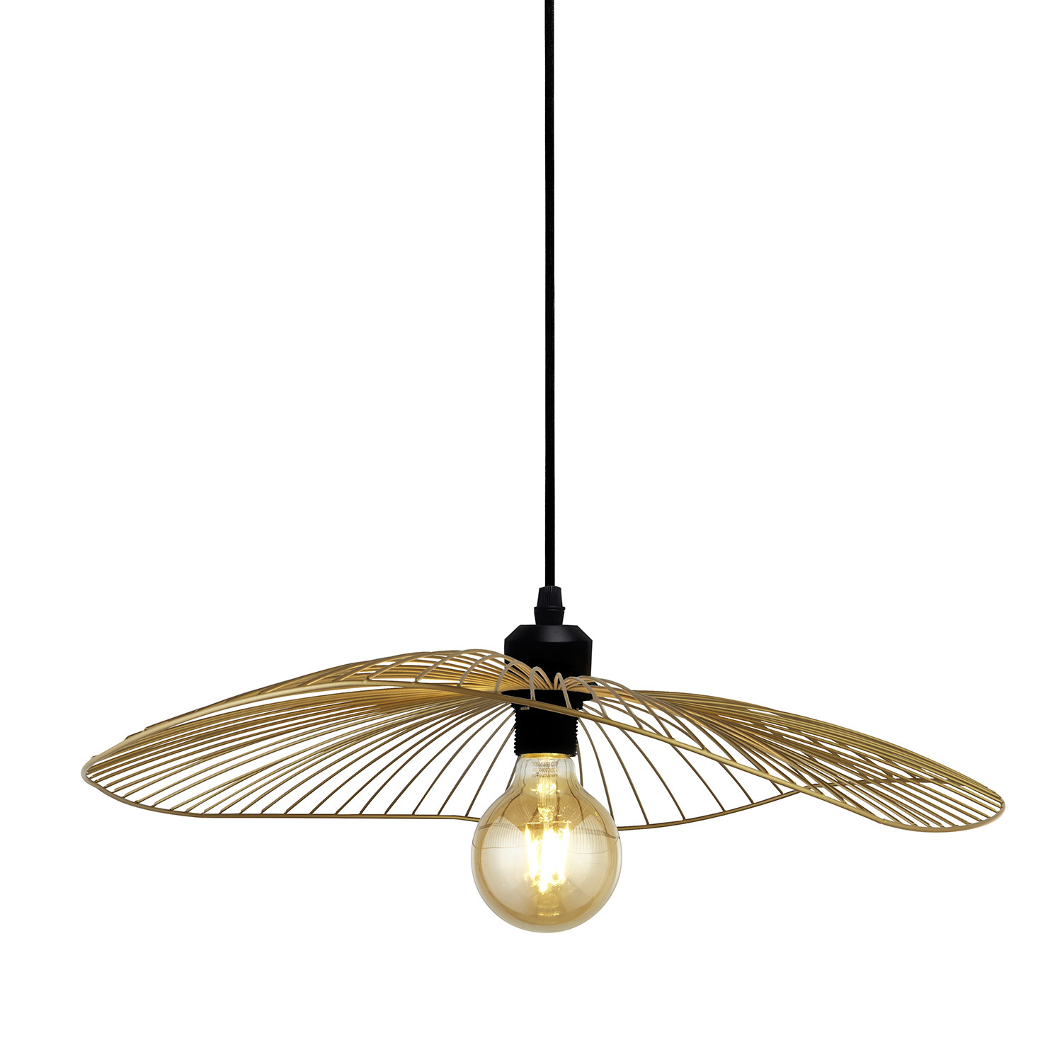 foto del prodotto sospensione industrial nordico onda acciaio nero oro 1 luce e27