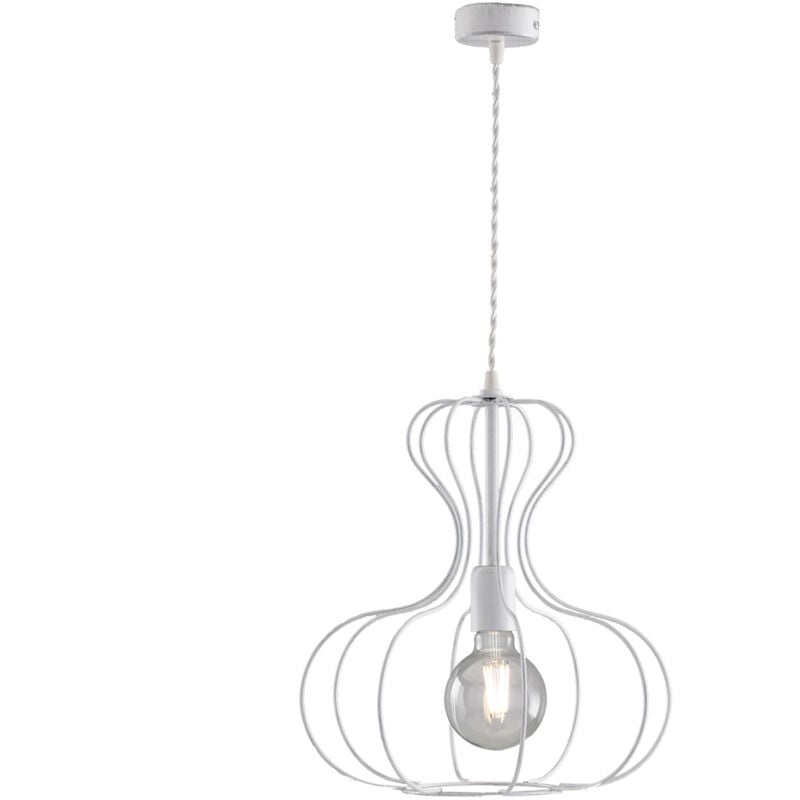 foto del prodotto sospensione industrial titty 1 luce ferro laccato bianco e argento