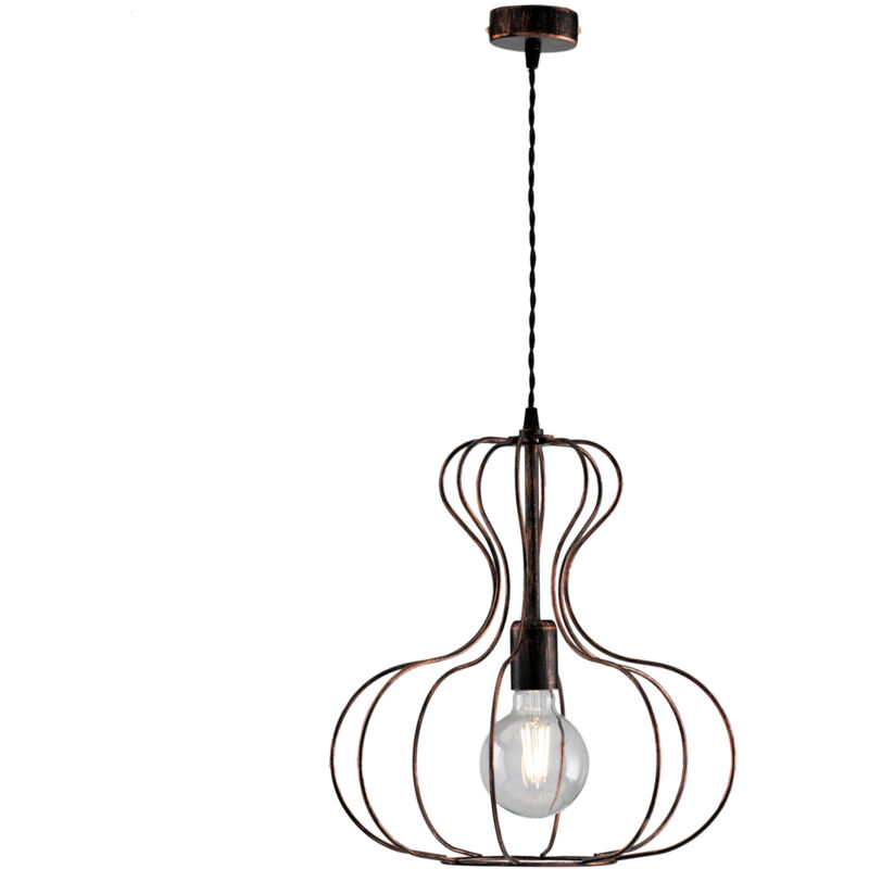 foto del prodotto sospensione industrial titty 1 luce ferro laccato nero e rame