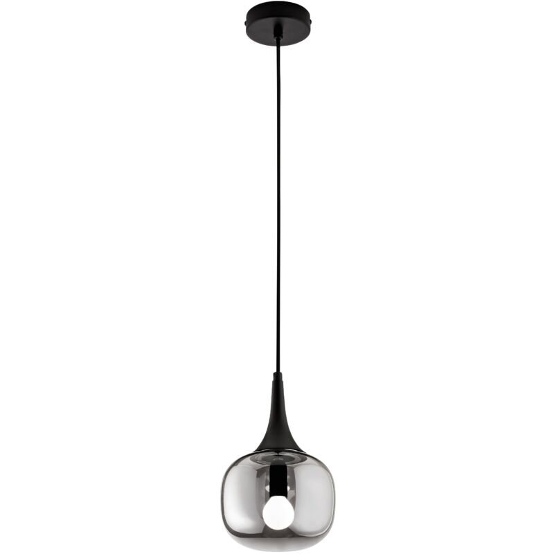 foto del prodotto sospensione jaipur in metallo nero e diffusore in vetro fum 17 cm. grigio, nero