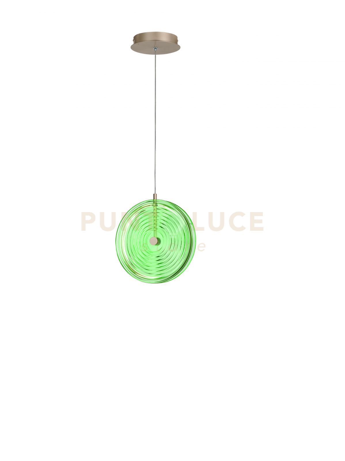 foto del prodotto sospensione jokey piccola verde 1 luce led 3000k 838lm 13w d.30cm