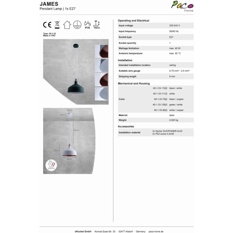 foto del prodotto sospensione lampada cucina plafone sospesa sala pranzo tavola industriale rame nero, g95 palla specchio testa argento 700lm paco home