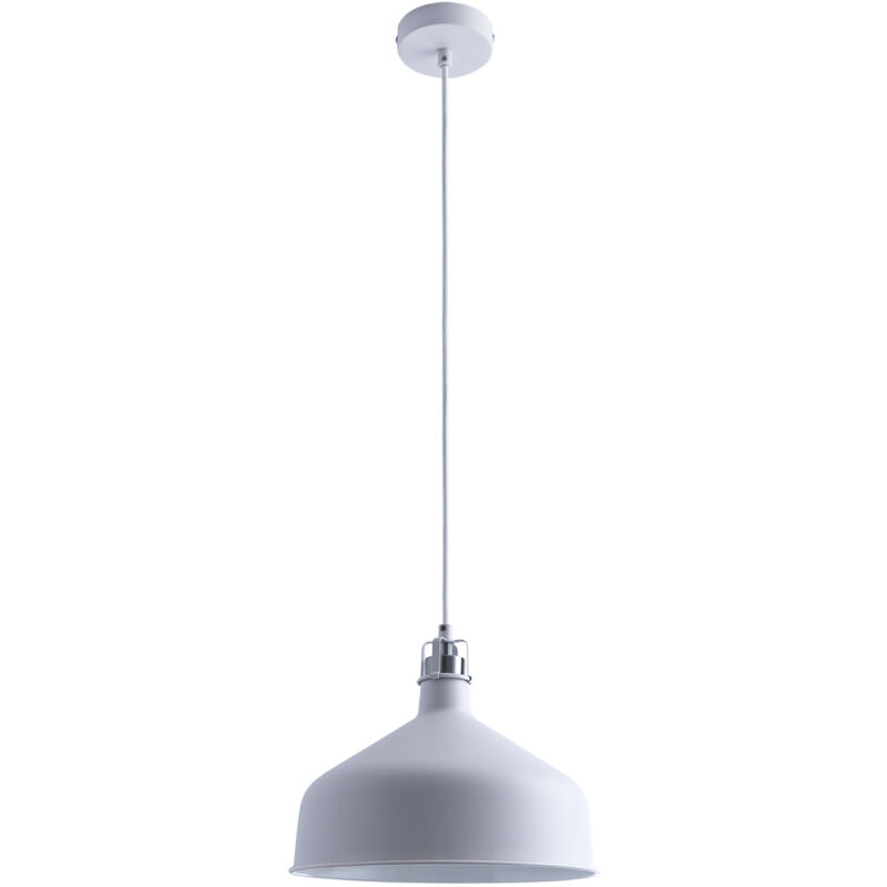 foto del prodotto sospensione lampada cucina plafone sospesa sala pranzo tavola industriale senza illuminante, metallo bianco spazzolato paco home