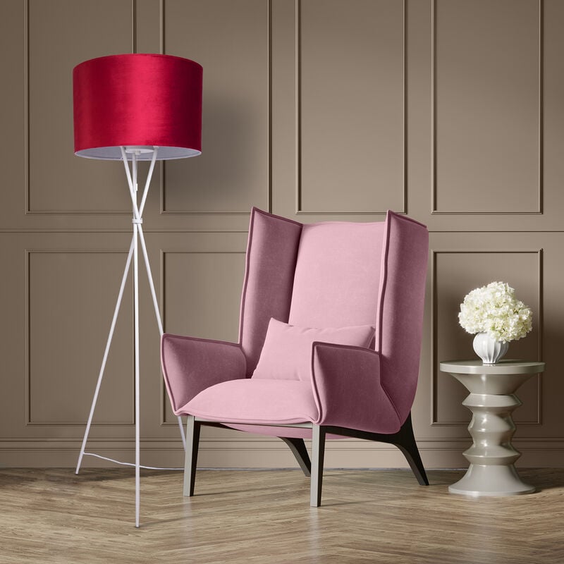 foto del prodotto sospensione lampada da terra treppiede salotto paralume velour monocolore e27 lampada da terra bianca, rosso bianca 45.5 cm paco home