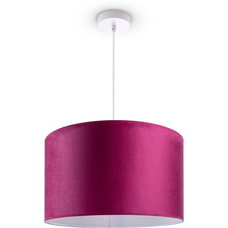 foto del prodotto sospensione lampada da terra treppiede salotto paralume velour monocolore e27 luce a sospensione bianca, bacca bianco 45,5 cm paco home