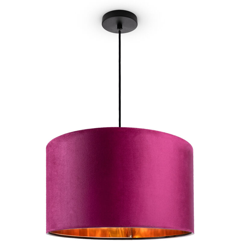 foto del prodotto sospensione lampada da terra treppiede salotto paralume velour monocolore e27 luce a sospensione nero, bacca oro 45,5 cm paco home