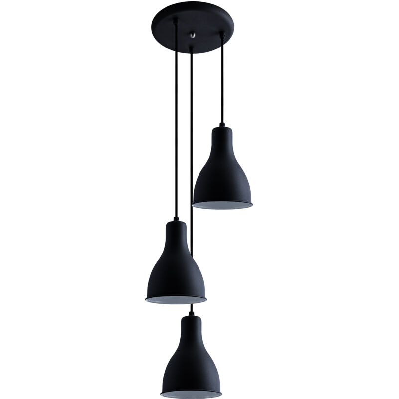 foto del prodotto sospensione lampada plafone sala da pranzo lampada cucina sospesa da tavola e27 bianco nero, triemissione paco home