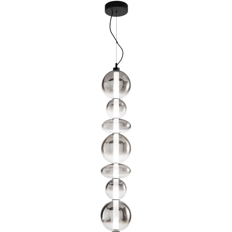 foto del prodotto sospensione led kemet in metallo nero con sette vetri fum 40w 3000k 