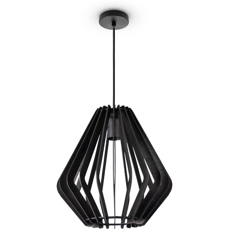 foto del prodotto sospensione legno stile boho soggiorno tavolo da pranzo vintage e27 luce a sospensione tipo 1, nero 29 cm paco home