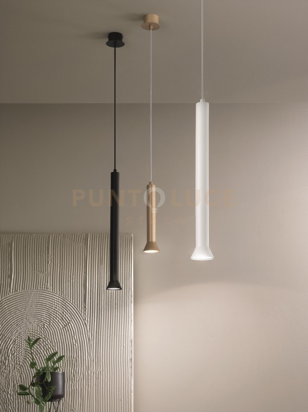 foto del prodotto sospensione lila grande nero 1 luce attacco gu10 d.6,6cm h.48cm