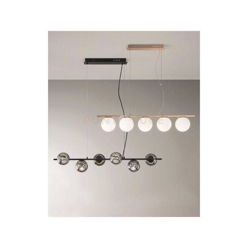 foto del prodotto sospensione lineare 6 luci monile nero so.monile 6 nero