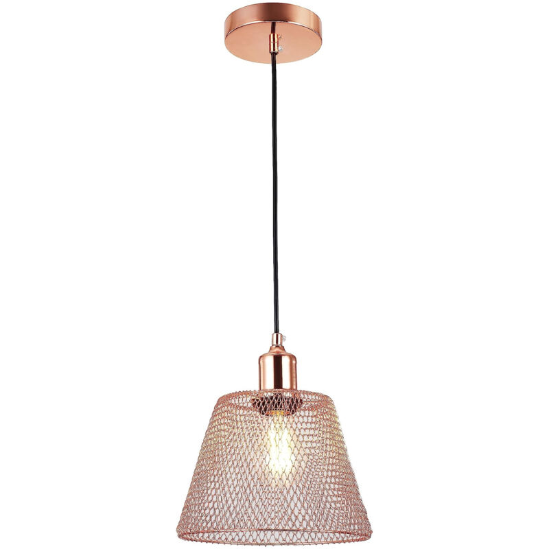 foto del prodotto sospensione luminosa diametro rosa dorato 210mm e27 presa con cavo 1.1m ideale illuminazione interna sospensione lampadario
