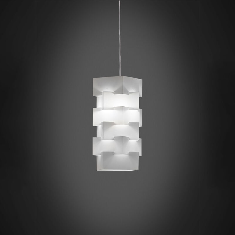 foto del prodotto sospensione moderna 1 luce building in polilux bianco d36 made in italy