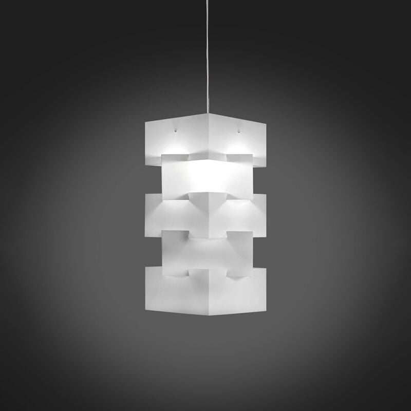 foto del prodotto sospensione moderna 1 luce building in polilux bianco d60 made in italy