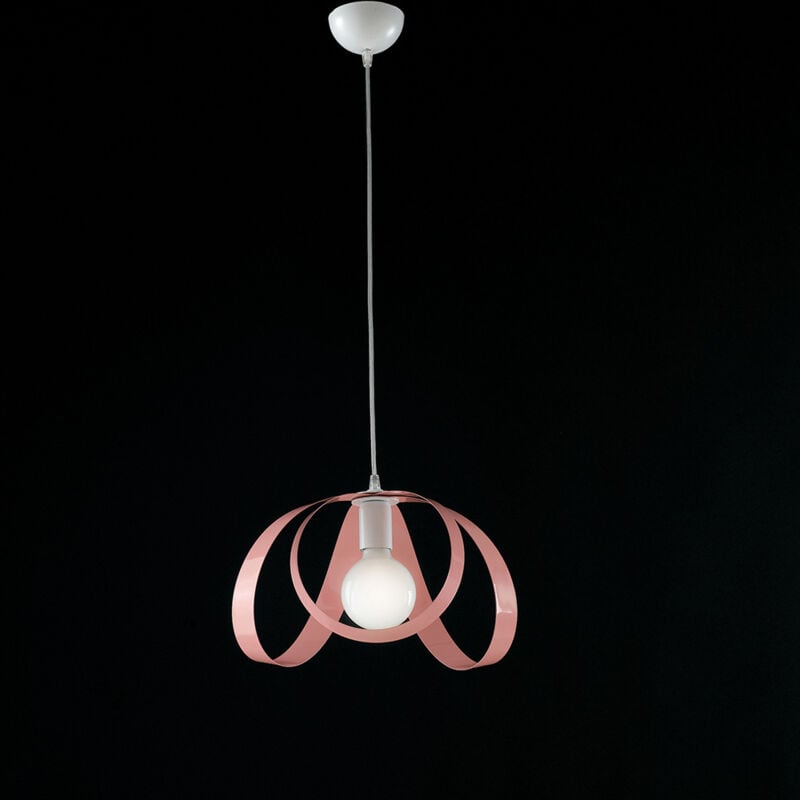 foto del prodotto sospensione moderna 1 luce ferro laccato bianco e rosa serie piovra
