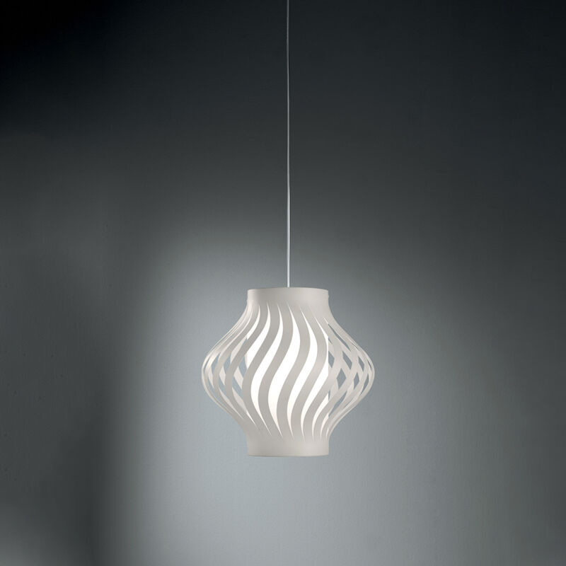 foto del prodotto sospensione moderna 1 luce helios in polilux bianco h39 made in italy