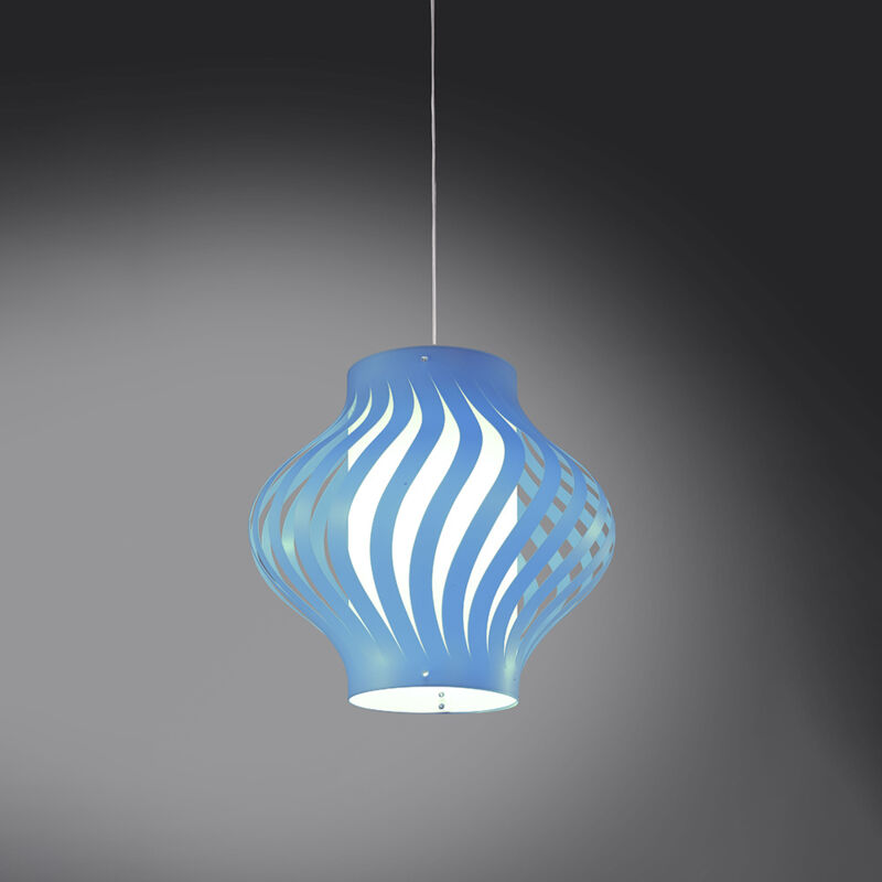 foto del prodotto sospensione moderna 1 luce helios in polilux blu h39 made in italy