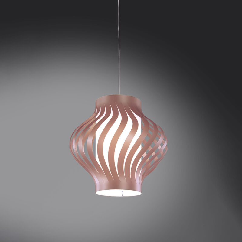 foto del prodotto sospensione moderna 1 luce helios in polilux rosa metallico h39 made in italy