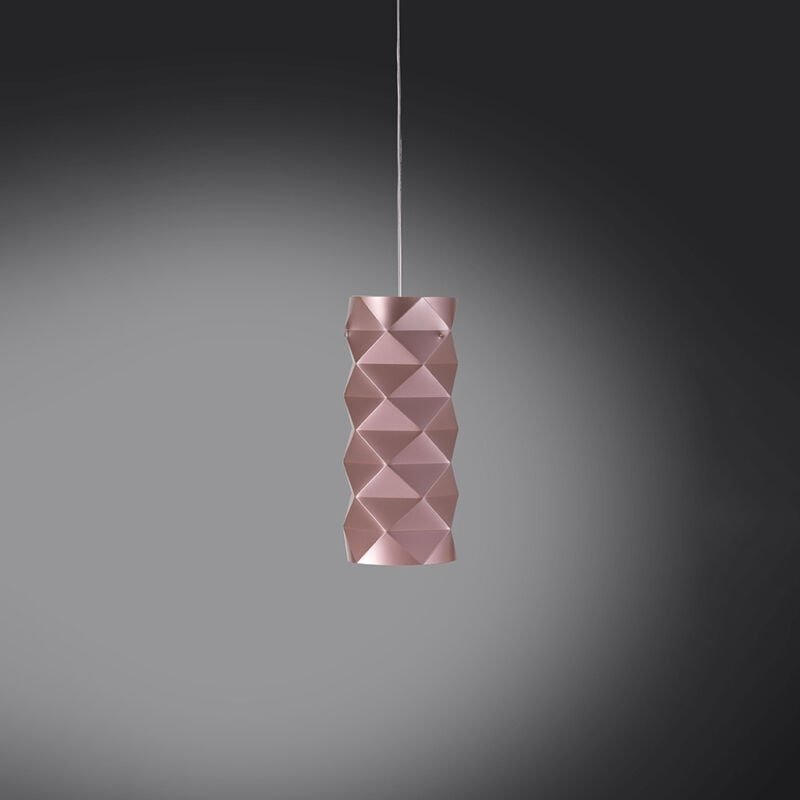 foto del prodotto sospensione moderna 1 luce prisma polilux rosa metallico d13 made in italy