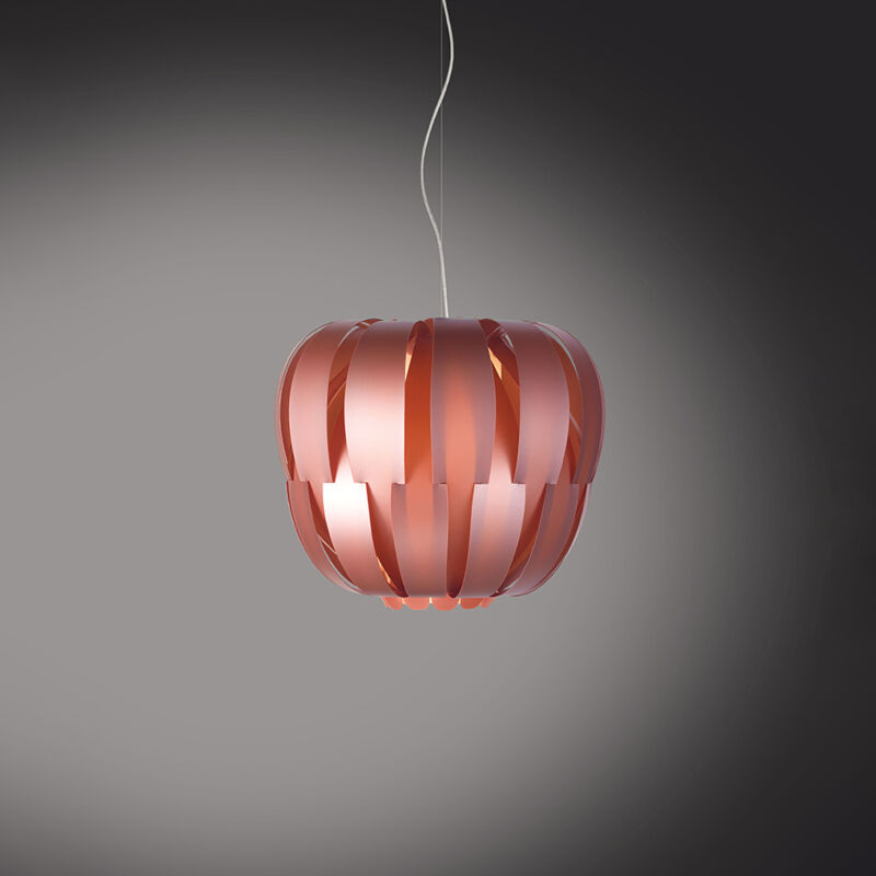 foto del prodotto sospensione moderna 1 luce queen in polilux rosa metallico d19 made in italy