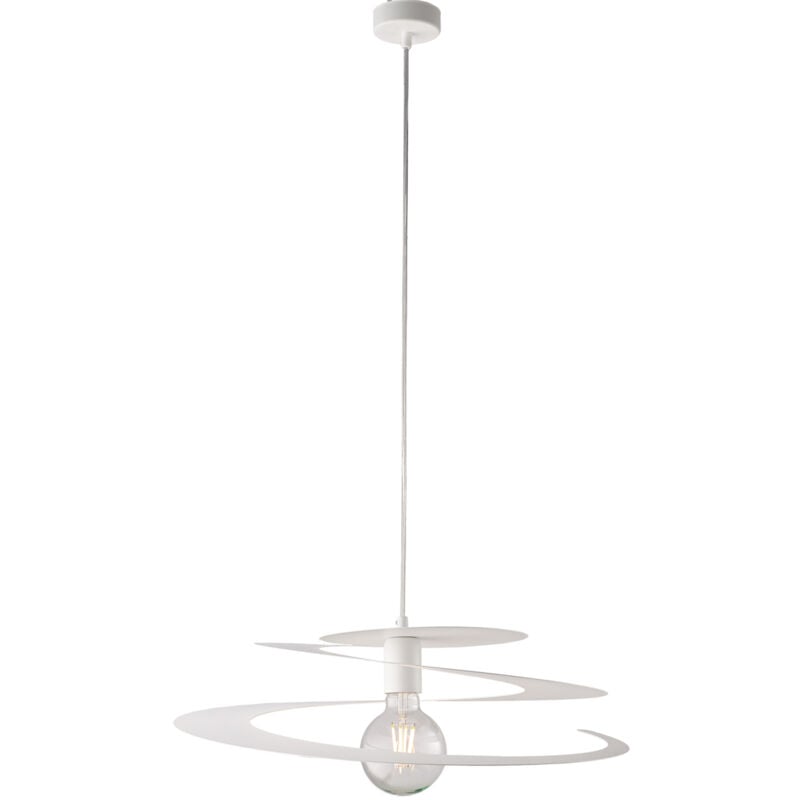 foto del prodotto sospensione moderna 1 luce spring ferro laccato bianco taglio laser