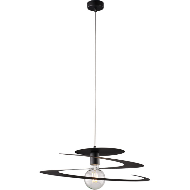 foto del prodotto sospensione moderna 1 luce spring ferro laccato nero taglio laser
