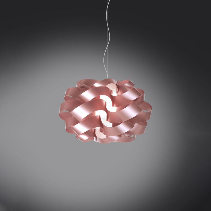 foto del prodotto sospensione moderna 2 luci cloud d60 in polilux rosa metallico made in italy