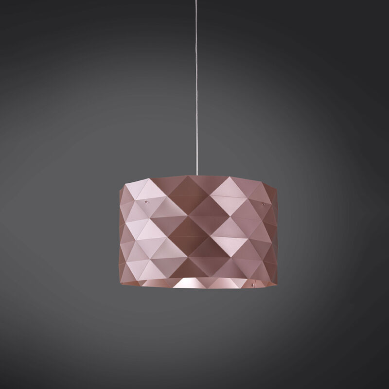 foto del prodotto sospensione moderna 3 luci prisma in polilux rosa metallico made in italy