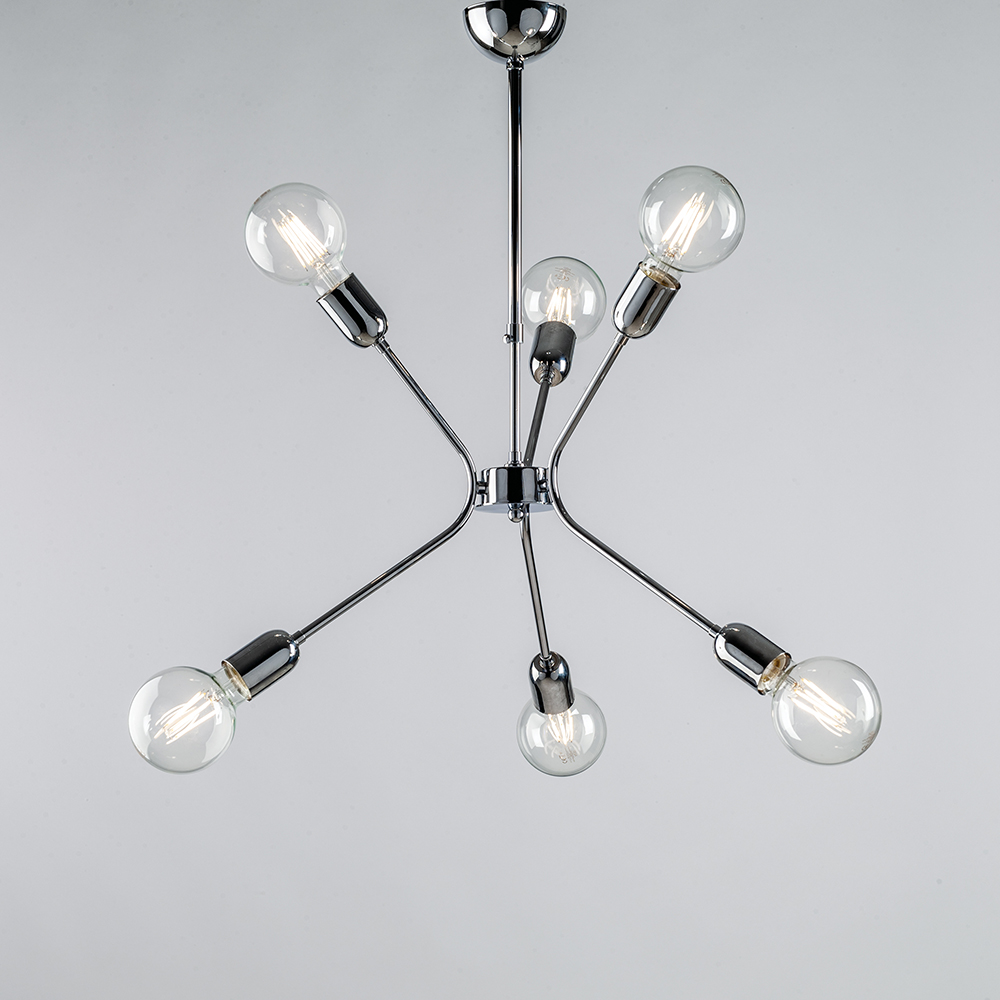 foto del prodotto sospensione moderna 6 luci ferro cromo serie bpm