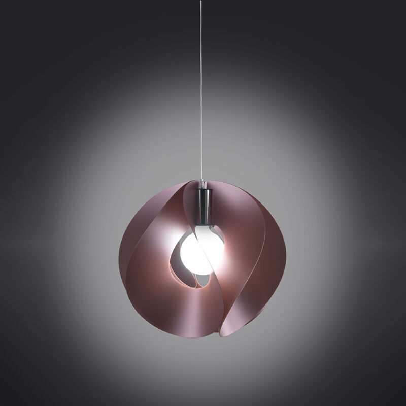 foto del prodotto sospensione moderna a 1 luce atom in polilux rosa metallico d45 made in italy