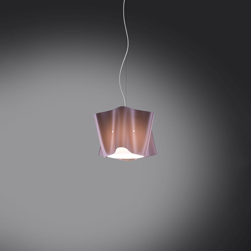 foto del prodotto sospensione moderna a 1 luce folio in polilux rosa metallico d25 made in italy